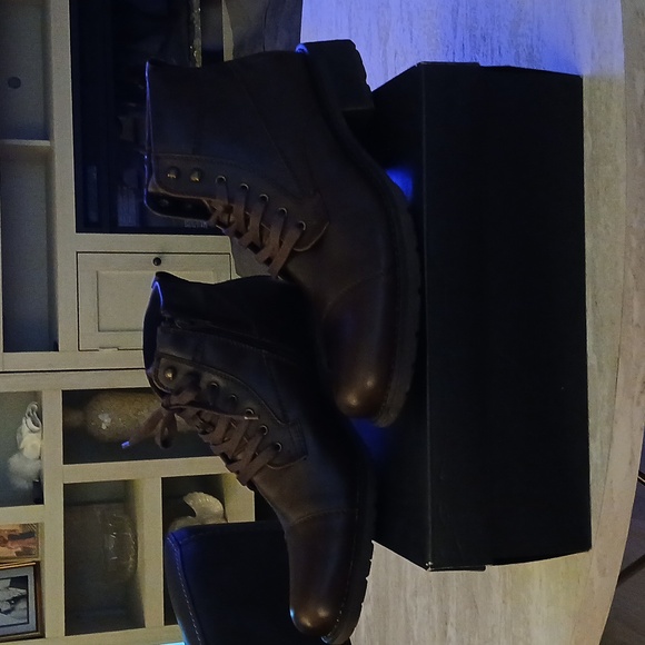 Alfani Brown Leather Ankle Boots with Lace-Up Closure - Picture 3 of 6